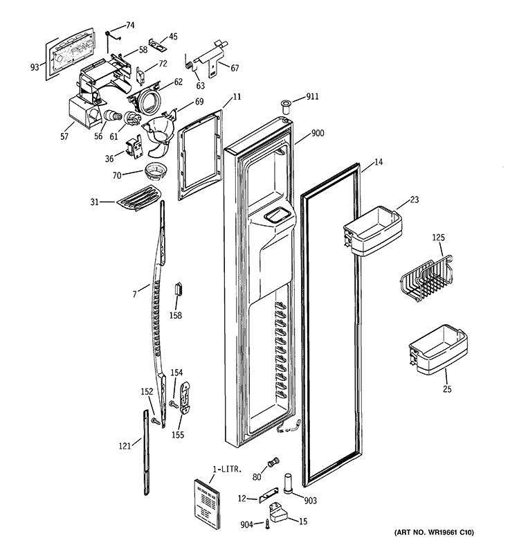 FREEZER DOOR Diagram and Parts List for PCG23YESAFBB  General Electric Refrigerator
