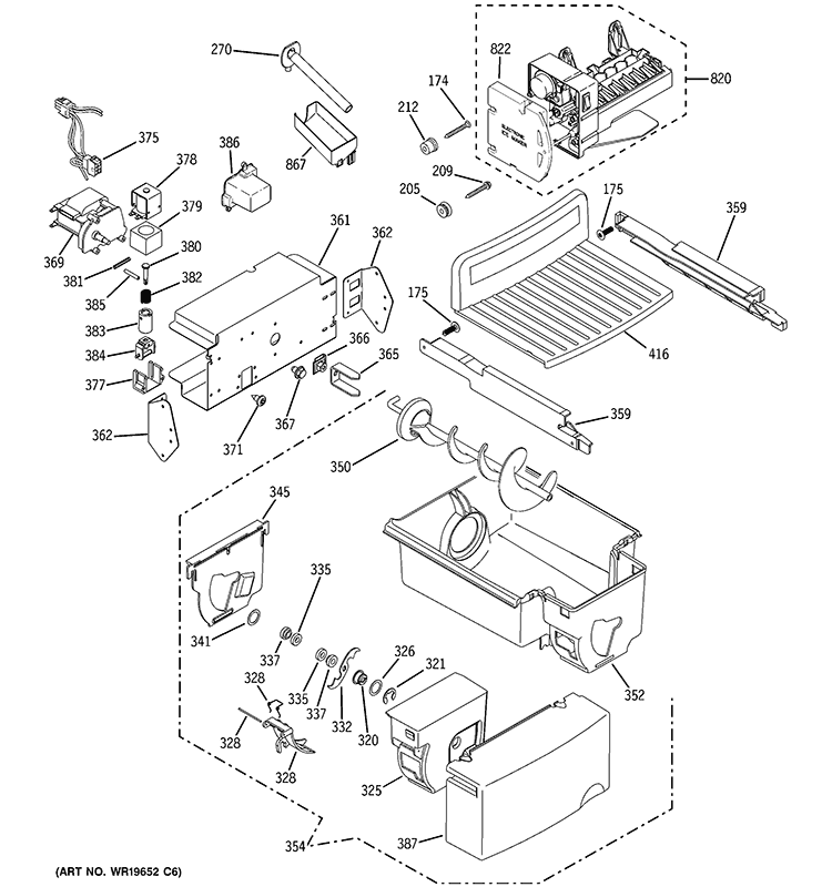 ICE MAKER & DISPENSER Diagram and Parts List for PCG23YESAFBB  General Electric Refrigerator