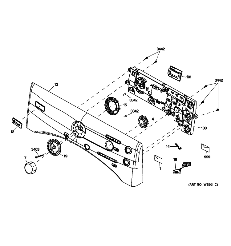 CONTROL PANEL Diagram and Parts List for PFDN445GL0MG  General Electric Dryer