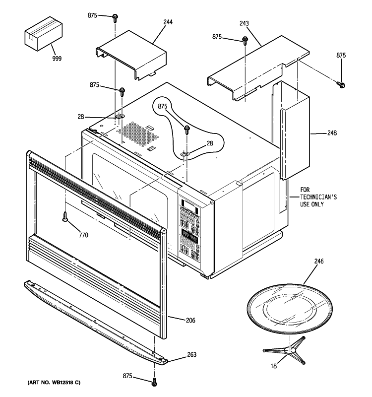 OVEN CAVITY Diagram and Parts List for JKP90DP2CC  General Electric Microwave Oven Combo