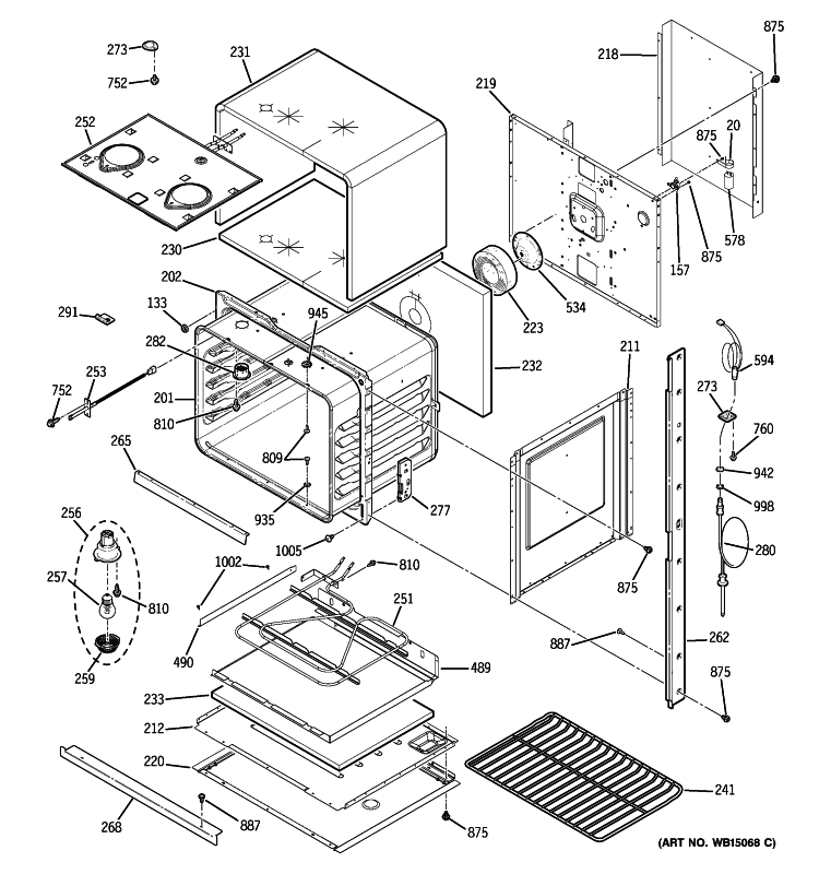 LOWER OVEN Diagram and Parts List for CT959ST1SS  General Electric Wall Oven