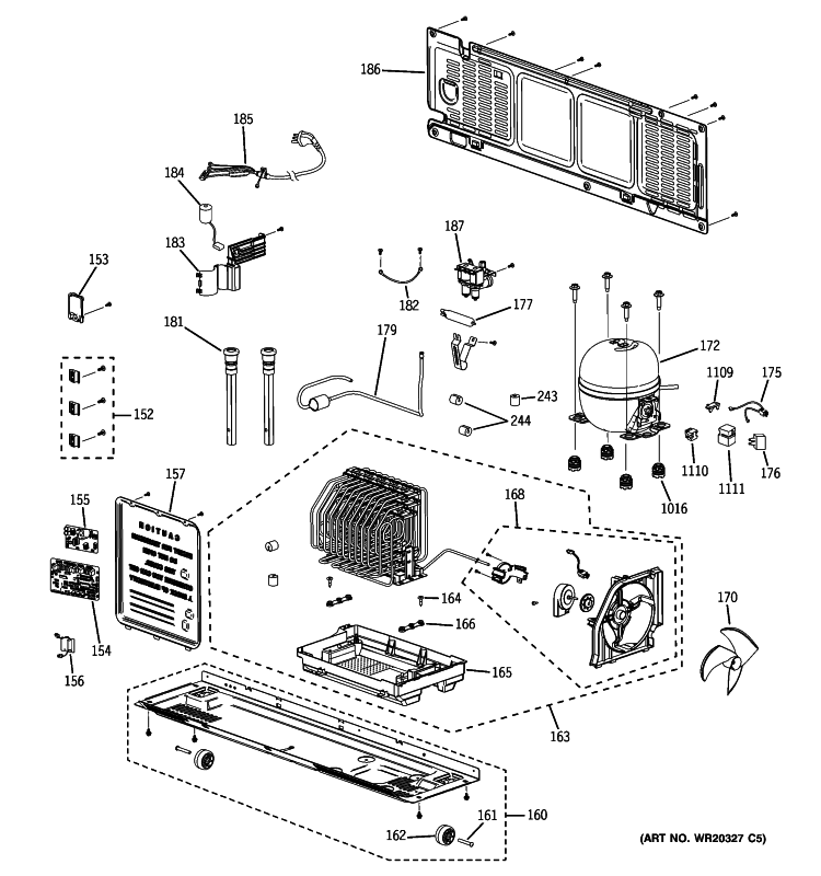UNIT PARTS Diagram and Parts List for PFSF6PKXGBB  General Electric Refrigerator