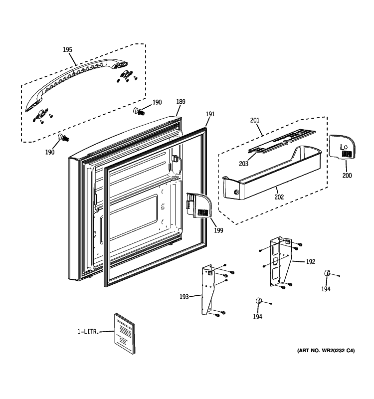 FREEZER DOOR Diagram and Parts List for PFSF6PKXGWW  General Electric Refrigerator