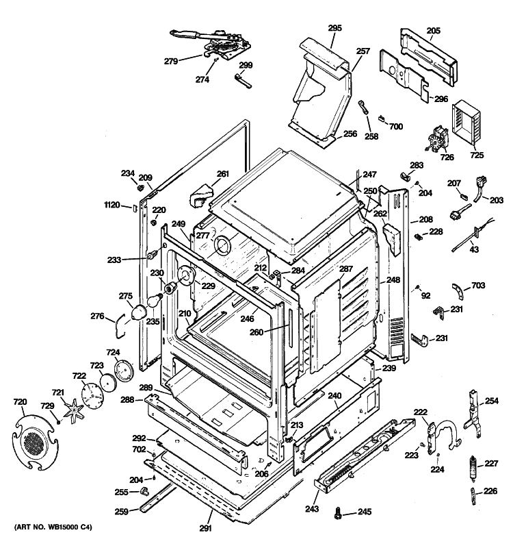 BODY PARTS Diagram and Parts List for JGB296DET1BB  General Electric Range
