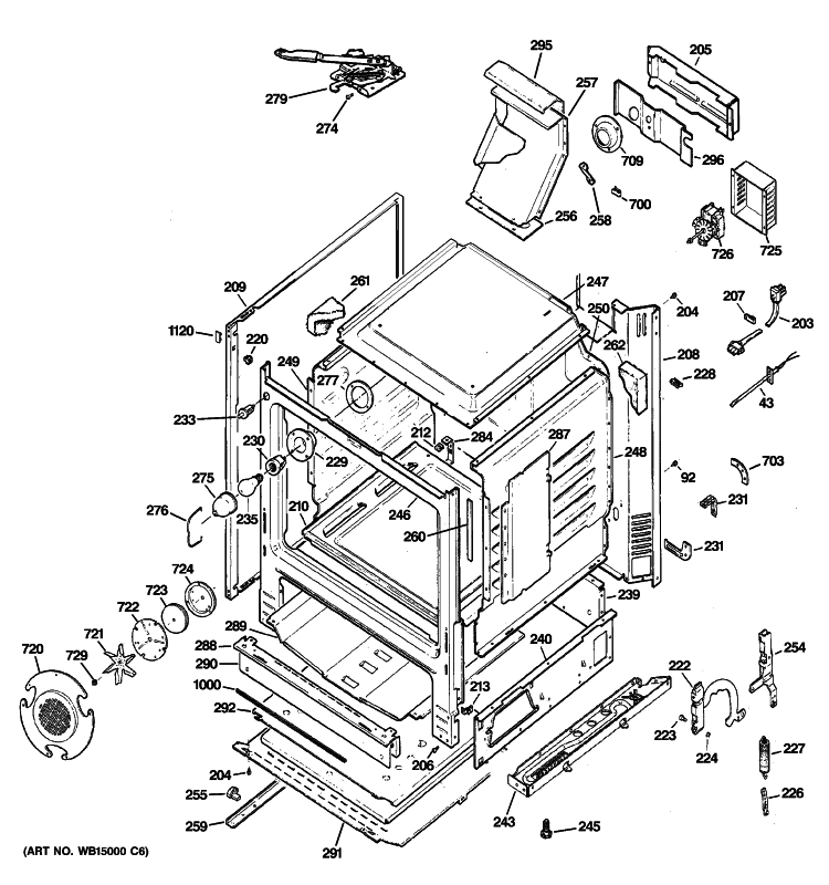 BODY PARTS Diagram and Parts List for JGB600SET1SS  General Electric Range