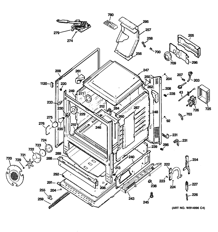 BODY PARTS Diagram and Parts List for JGB605DET1BB  General Electric Range