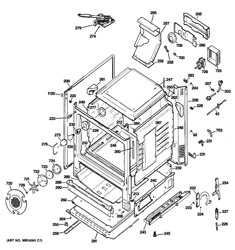 BODY PARTS Diagram and Parts List for JGB810DET1CC  General Electric Range