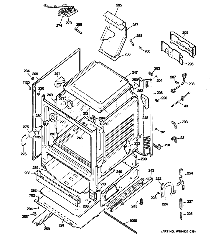 BODY PARTS Diagram and Parts List for JGBP28MEMBBS  General Electric Range