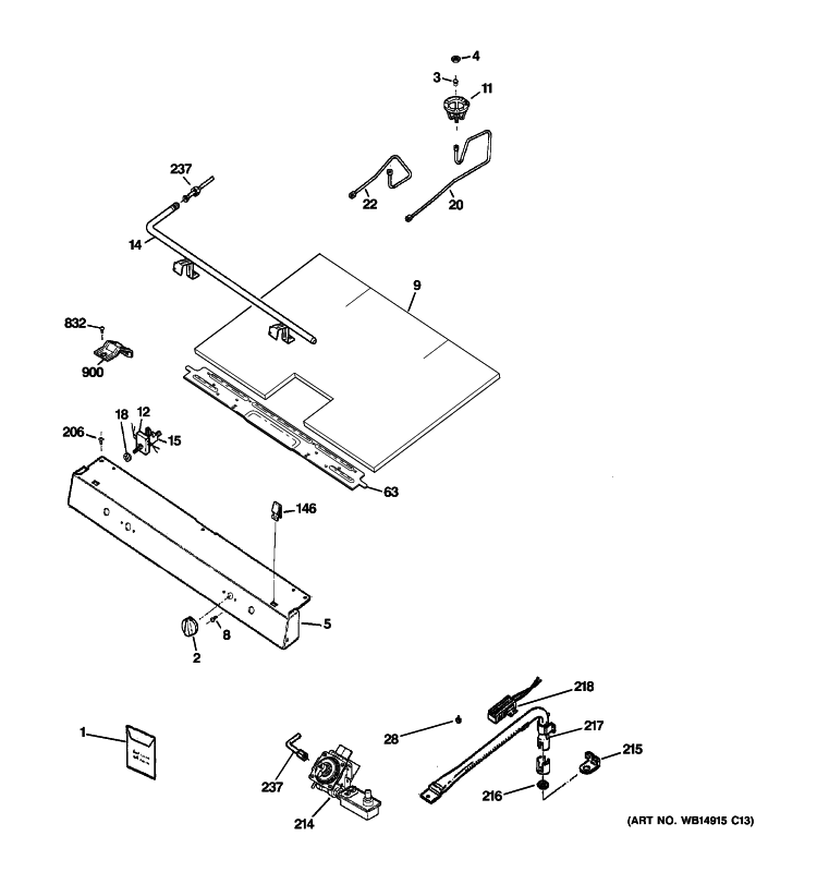 GAS & BURNER PARTS Diagram and Parts List for JGBS18GET1SA  General Electric Range