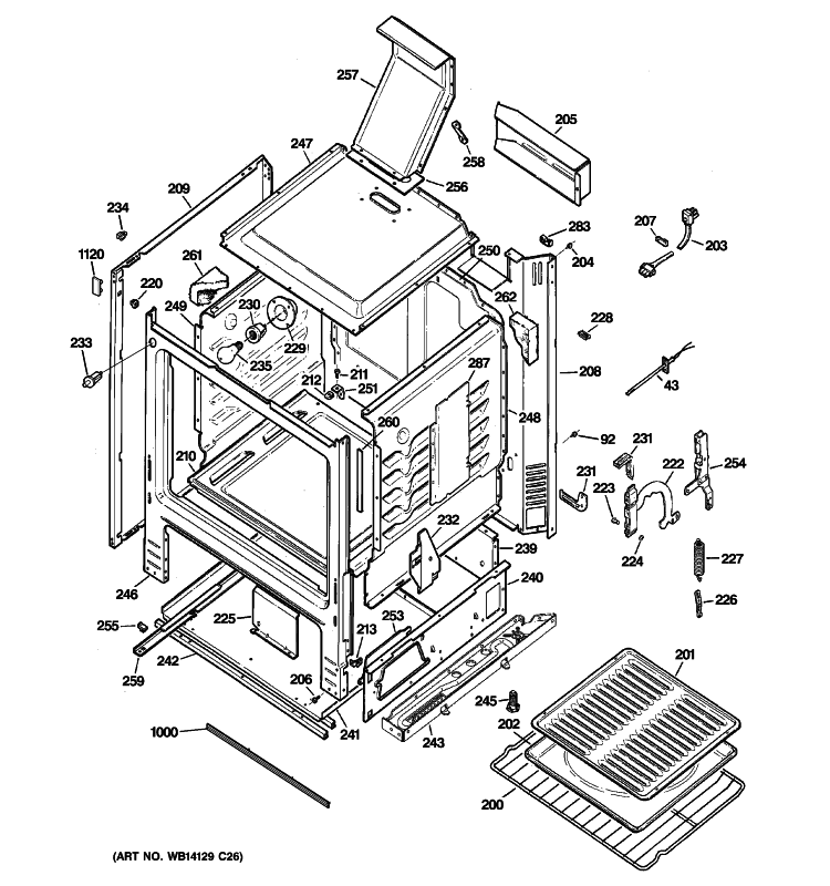 BODY PARTS Diagram and Parts List for JGBS23SET1SS  General Electric Range