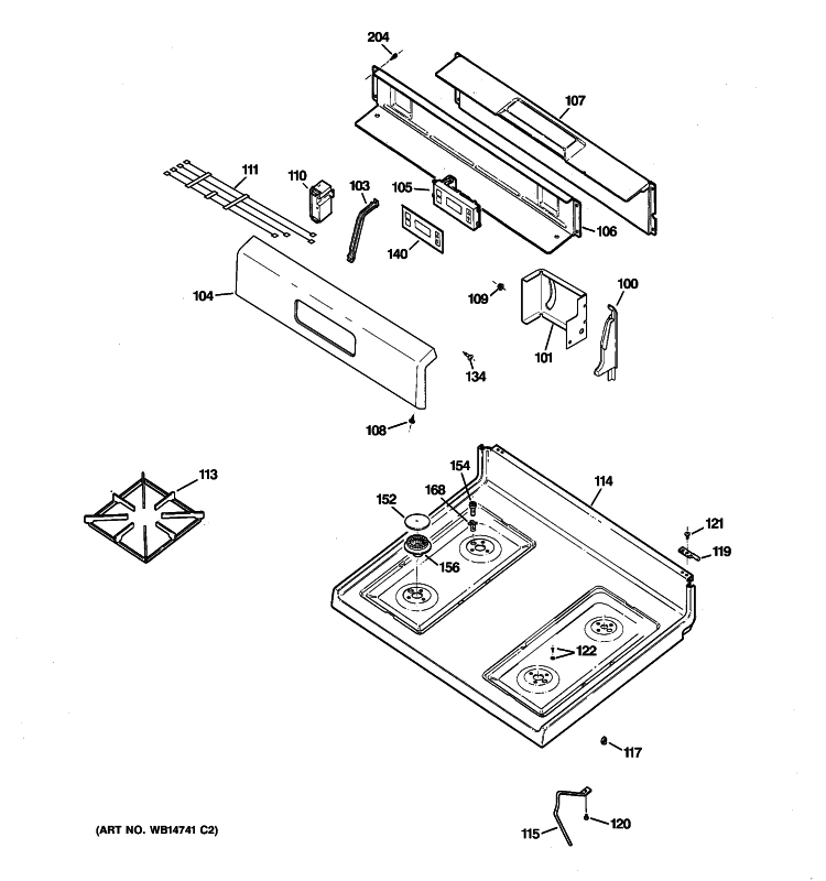 CONTROL PANEL & COOKTOP Diagram and Parts List for RGB530DET1BB  Hotpoint Range
