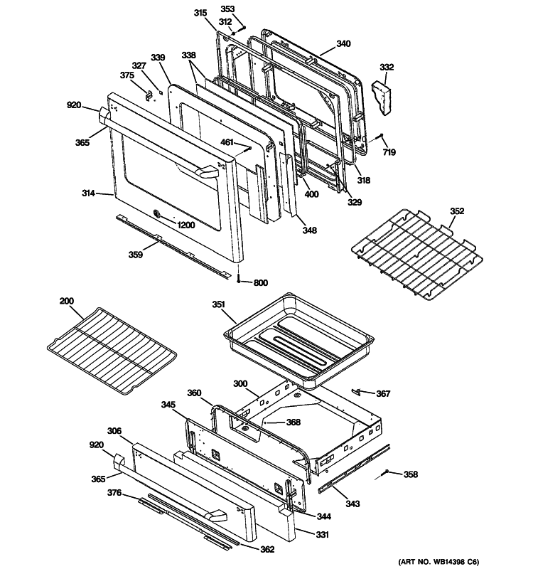 DOOR & DRAWER PARTS Diagram and Parts List for CGS980SEM7SS  General Electric Range