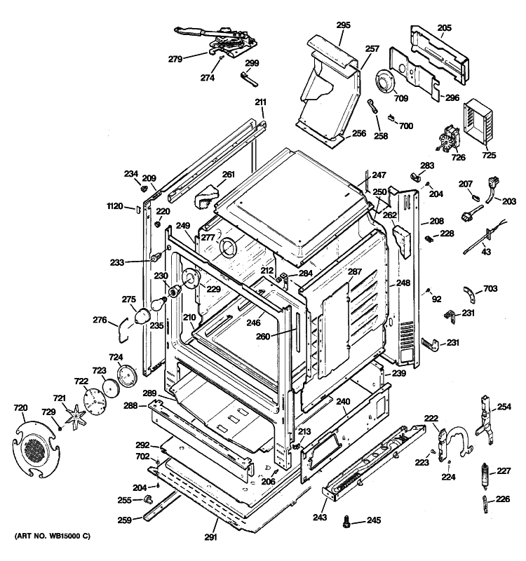 BODY PARTS Diagram and Parts List for JGB295DER2BB  General Electric Range
