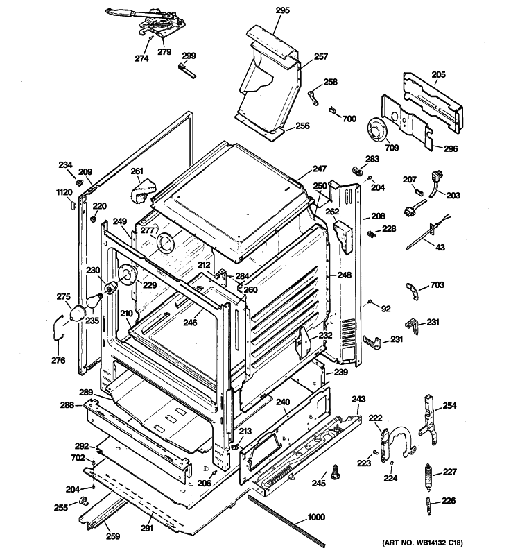 BODY PARTS Diagram and Parts List for JGBP28MEMABS  General Electric Range