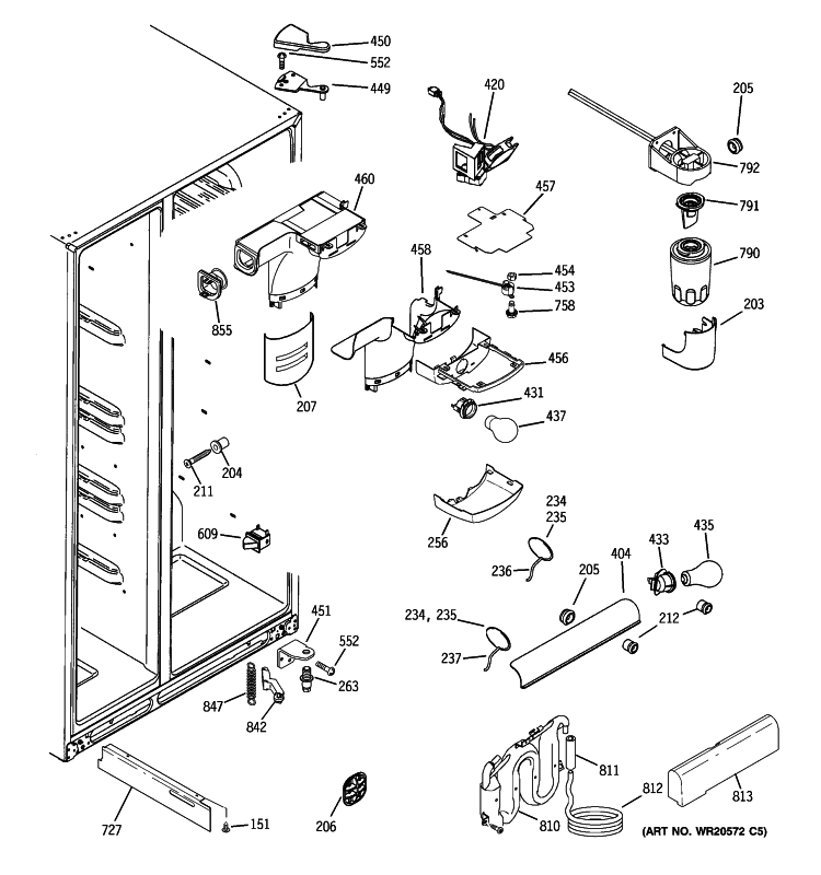 FRESH FOOD SECTION Diagram and Parts List for GCU23LGYCFSS  General Electric Refrigerator