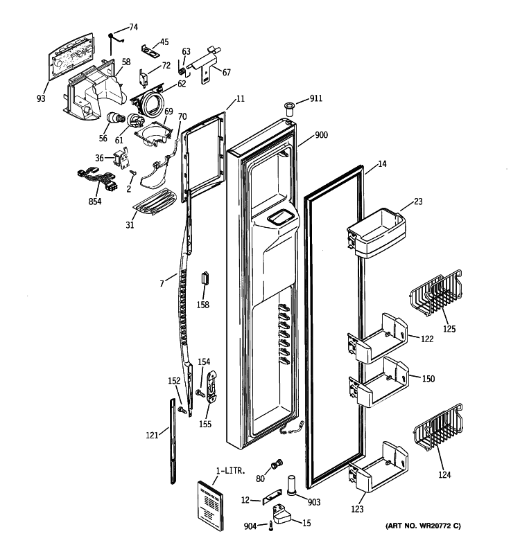 FREEZER DOOR Diagram and Parts List for PCE23NHTLFWW  General Electric Refrigerator