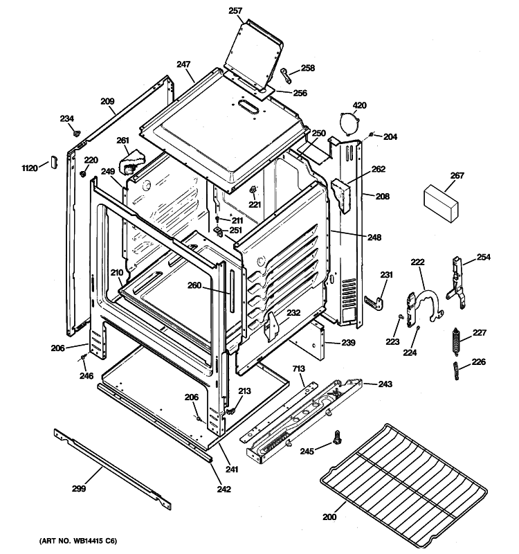 BODY PARTS Diagram and Parts List for AGBS300PJ6WW  General Electric Range