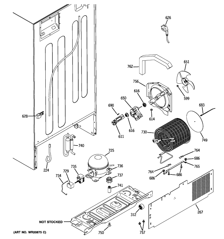 UNIT PARTS Diagram and Parts List for GTH20JBBARWW  General Electric Refrigerator
