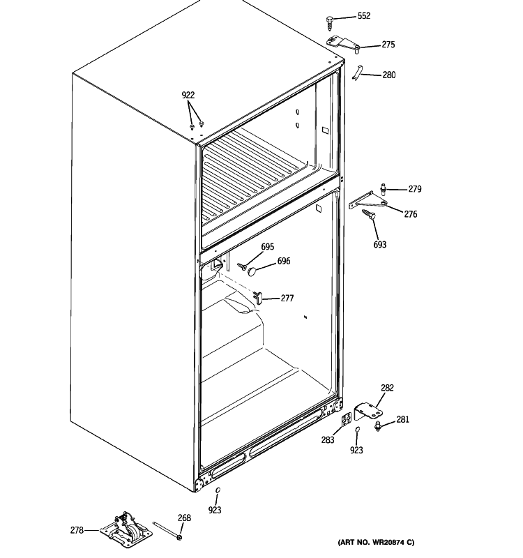 CASE PARTS Diagram and Parts List for GTH20JBBARSS  General Electric Refrigerator