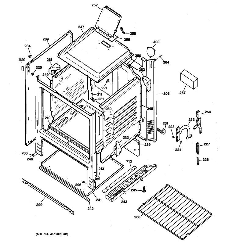 BODY PARTS Diagram and Parts List for RGB508PPT1CT  Hotpoint Range