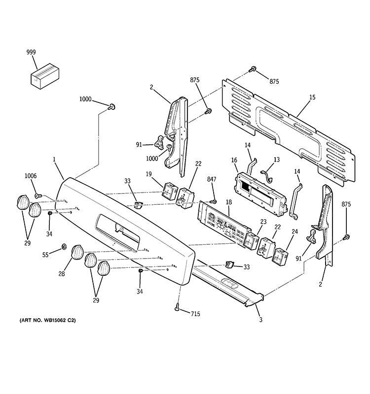 CONTROL PANEL Diagram and Parts List for JB870DT1BB  General Electric Range