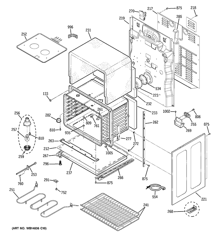 LOWER OVEN Diagram and Parts List for JCB850DT1WW  General Electric Range
