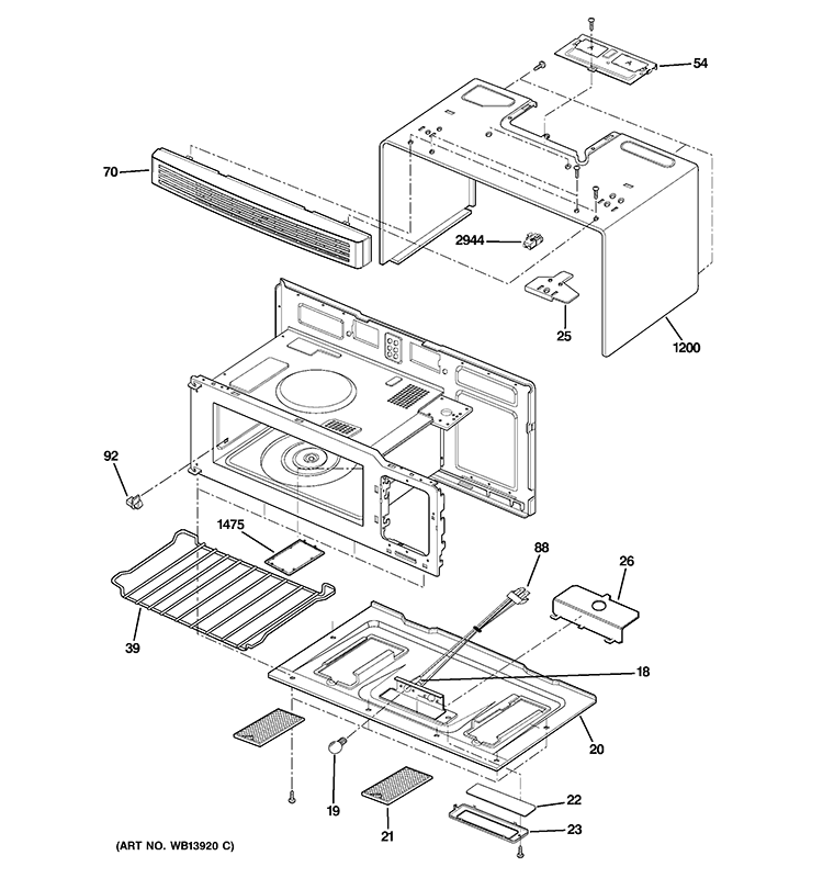 OVEN CAVITY PARTS Diagram and Parts List for JNM1541DM3CC  General Electric Microwave