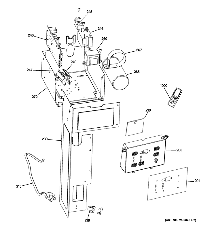 CONTROL PARTS Diagram and Parts List for AEQ25DPL1  General Electric Air Conditioner