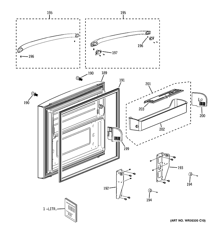 FREEZER DOOR Diagram and Parts List for GFSF6PKBABB  General Electric Refrigerator