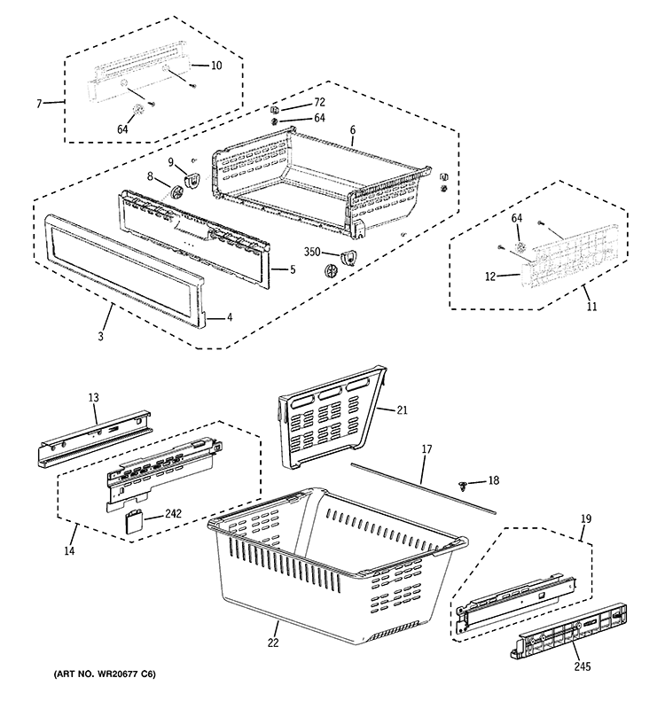 FREEZER SHELVES Diagram and Parts List for GFSS6PKBASS  General Electric Refrigerator