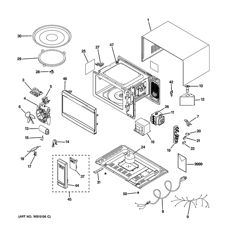 MICROWAVE Diagram and Parts List for JES1139DS1BB  General Electric Microwave