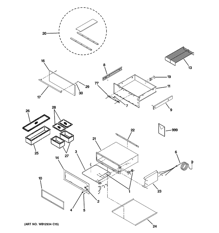 WARMING DRAWER Diagram and Parts List for ZKD910BF5BB  General Electric Warming Drawer