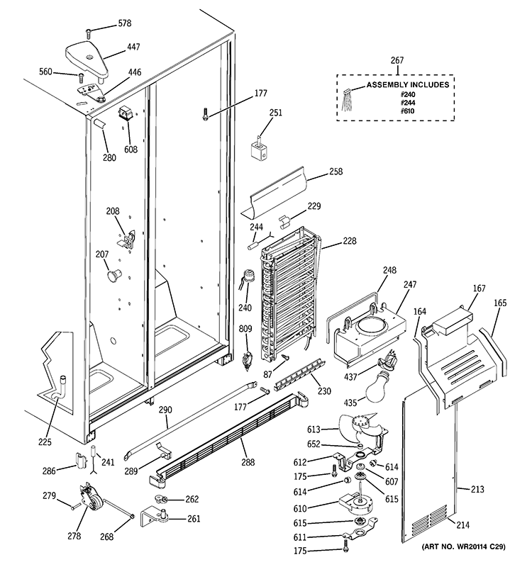 FREEZER SECTION Diagram and Parts List for GSE22KEBBFSS  General Electric Refrigerator