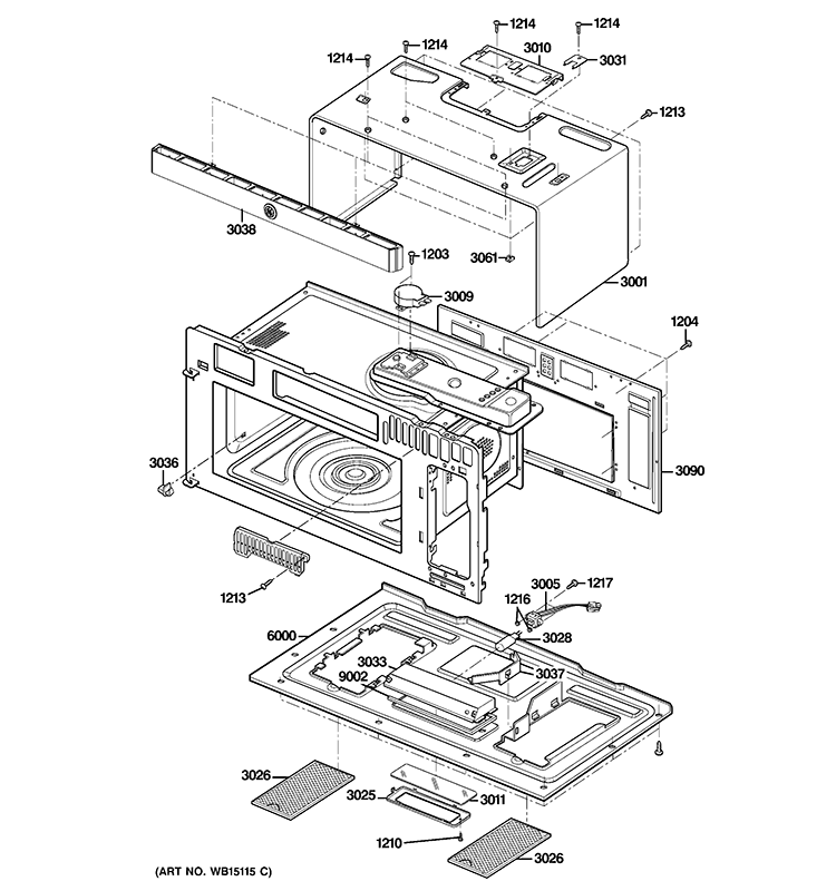 OVEN CAVITY PARTS Diagram and Parts List for CVM1790SS1SS  General Electric Microwave