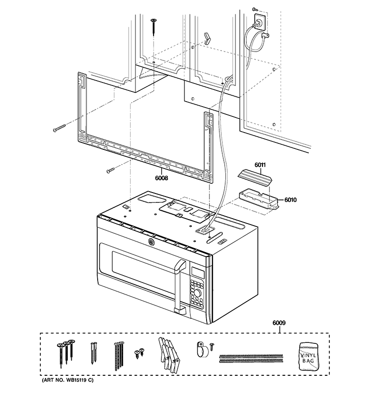 INSTALLATION PARTS Diagram and Parts List for CVM1790SS1SS  General Electric Microwave