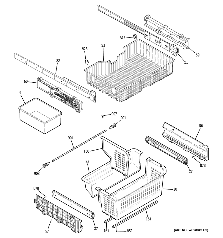 FREEZER SHELVES Diagram and Parts List for PGCS1RKZASS  General Electric Refrigerator