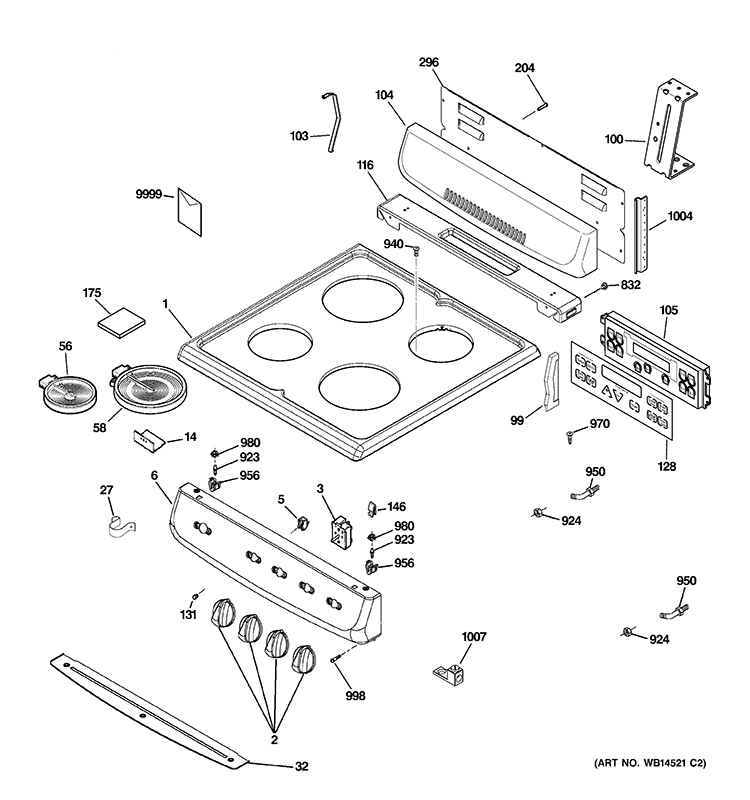 CONTROL PANEL & COOKTOP Diagram and Parts List for JAP02SN3SS  General Electric Range