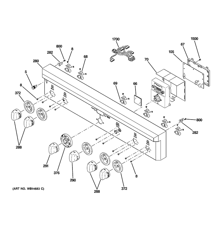 CONTROL PANEL Diagram and Parts List for ZDP364NDP5SS  General Electric Range