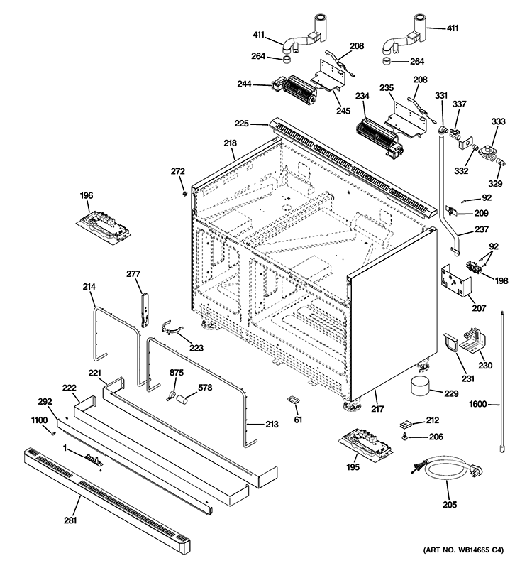 BODY PARTS Diagram and Parts List for ZDP486LRP4SS  General Electric Range