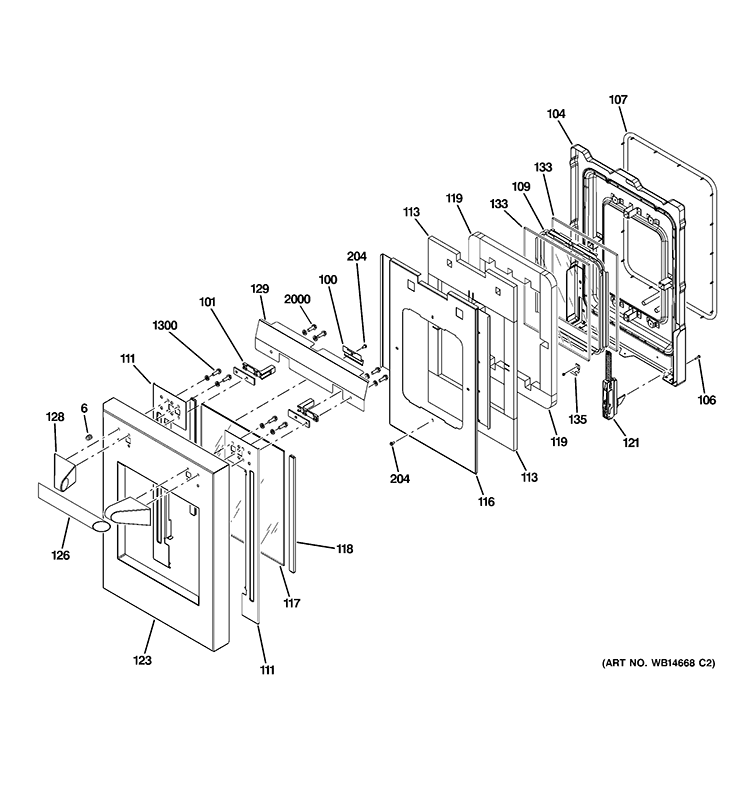 SMALL DOOR ASEMBLY Diagram and Parts List for ZDP486LRP4SS  General Electric Range