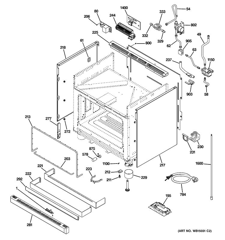 BODY PARTS Diagram and Parts List for ZGP364NDR2SS  General Electric Range