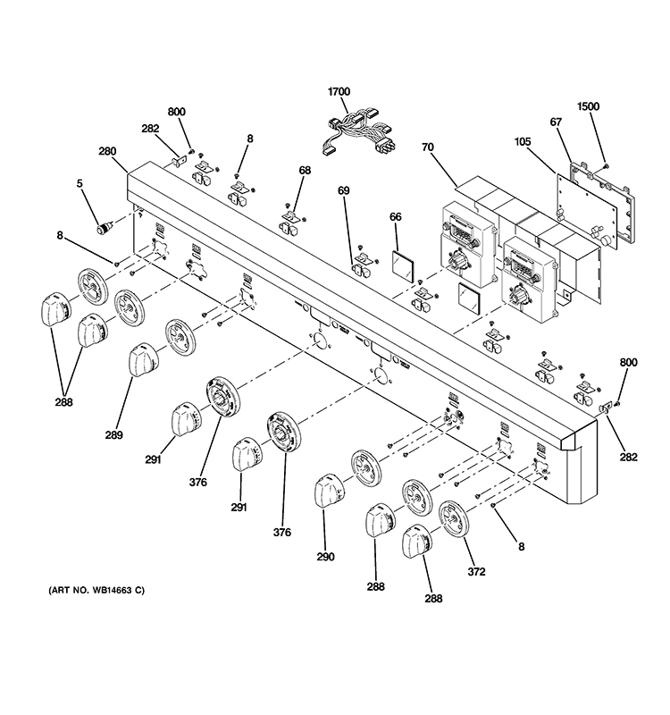 CONTROL PANEL Diagram and Parts List for ZGP484LGR2SS  General Electric Range