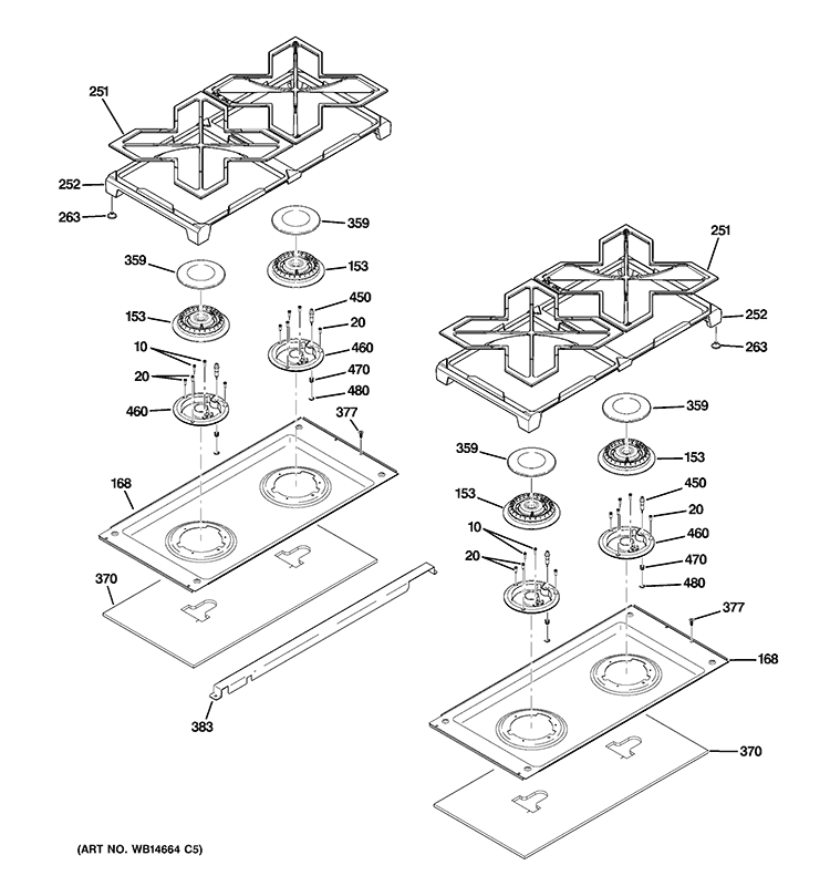 COOKTOP Diagram and Parts List for ZGP484LGR2SS  General Electric Range