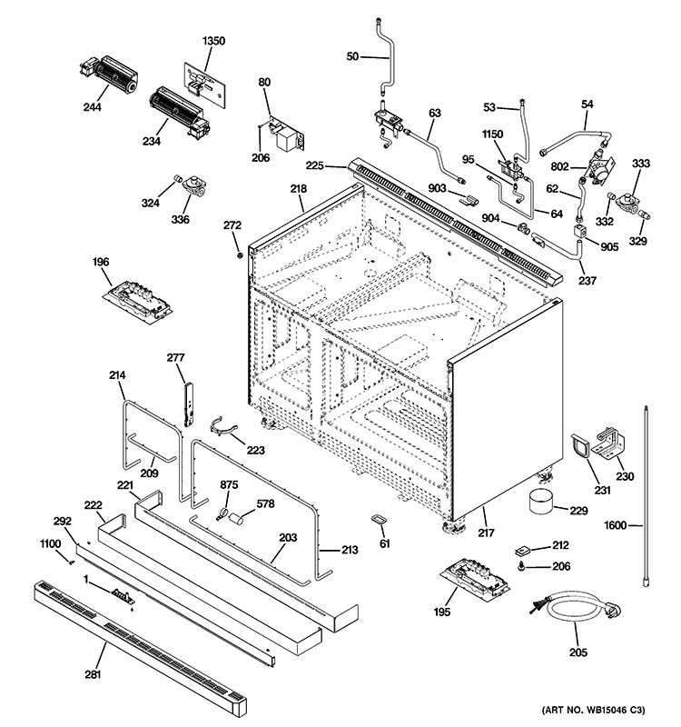 BODY PARTS Diagram and Parts List for ZGP484NGR2SS  General Electric Range