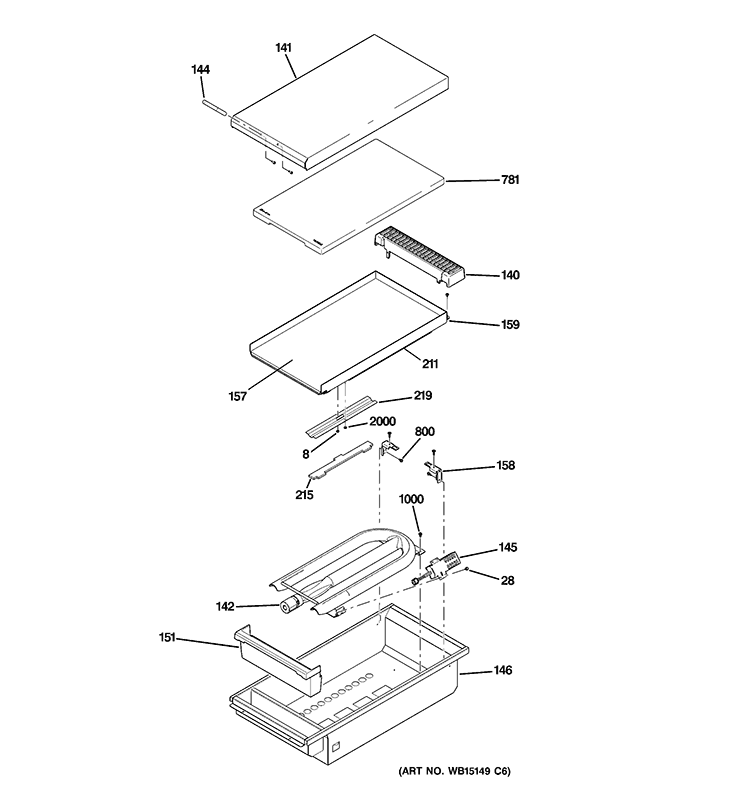 GRIDDLE ASSEMBLY Diagram and Parts List for ZGU364NDP5SS  General Electric Cooktop