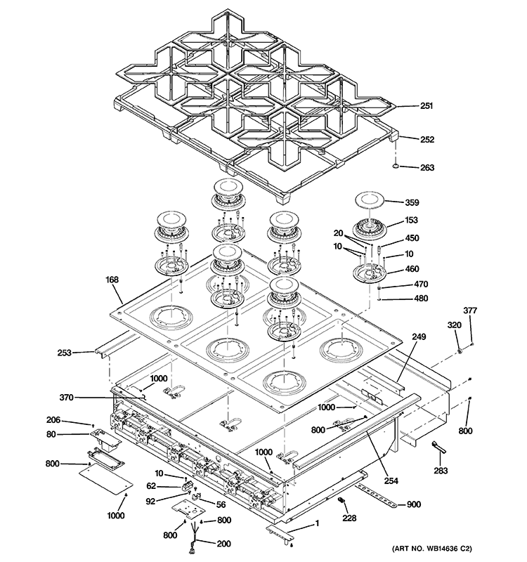 COOKTOP Diagram and Parts List for ZGU366LP4SS  General Electric Cooktop