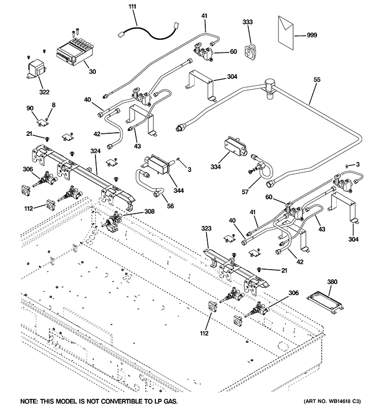 GAS & BURNER PARTS Diagram and Parts List for ZGU484NGP6SS  General Electric Cooktop