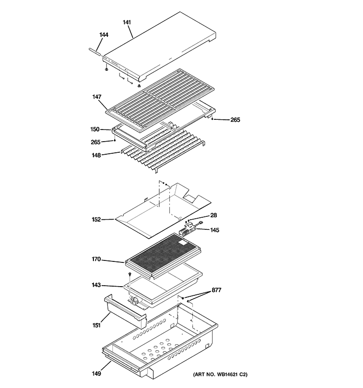 GRILL ASSEMBLY Diagram and Parts List for ZGU486LRP4SS  General Electric Cooktop