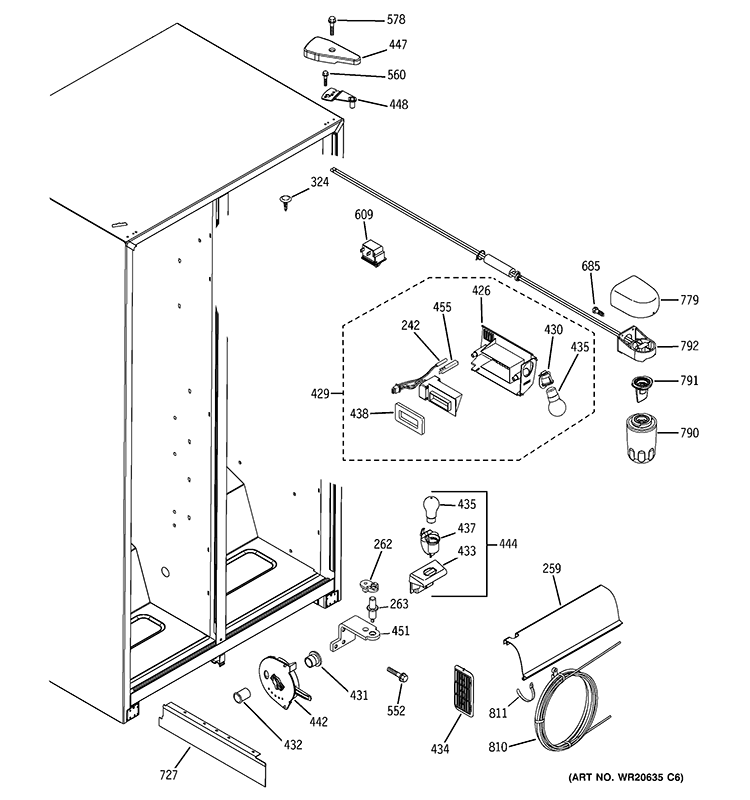FRESH FOOD SECTION Diagram and Parts List for GSL22JGCCLS  General Electric Refrigerator