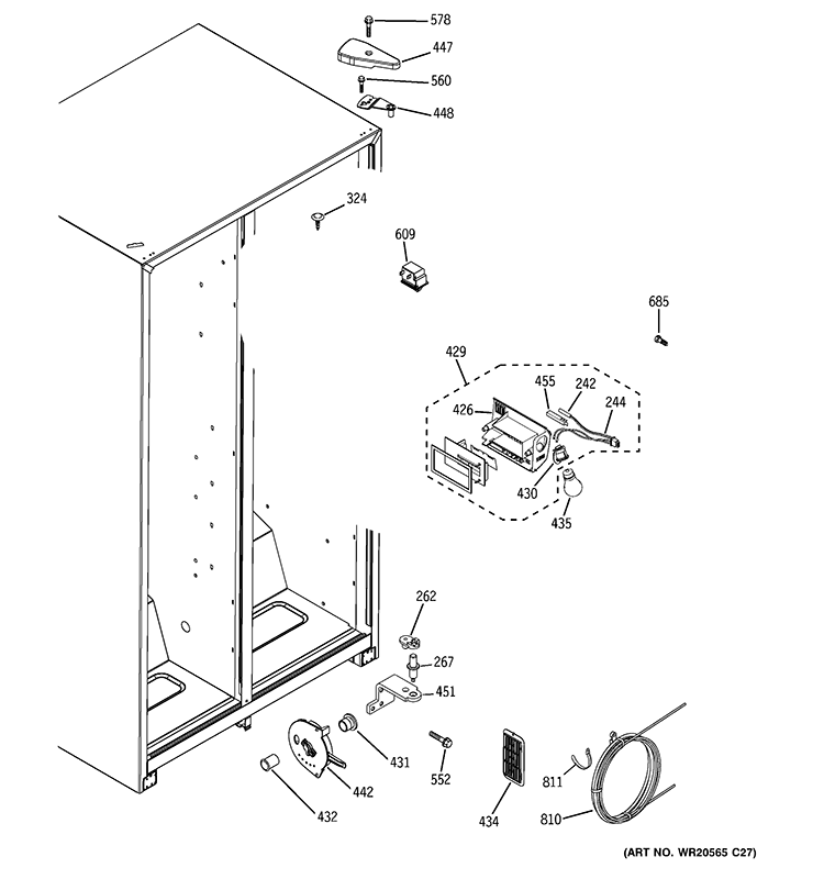 FRESH FOOD SECTION Diagram and Parts List for GSS20GEWRCC  General Electric Refrigerator